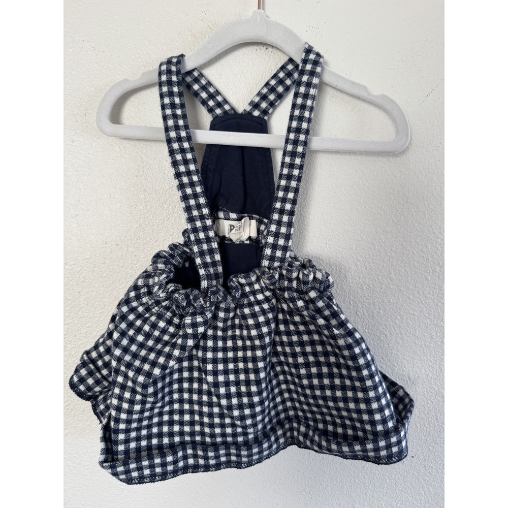 Cotton On Baby Navy Blue and White Gingham Overalls Dress 12-18M